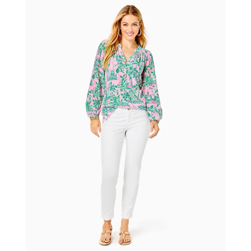Lilly Pulitzer Kelly Textured Ankle Length Skinny Pant White 6